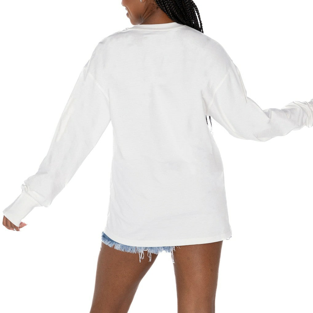 Carolina Panthers Gameday Couture Women's Time Out Oversized Long Sleeve T-Shirt - White outlet