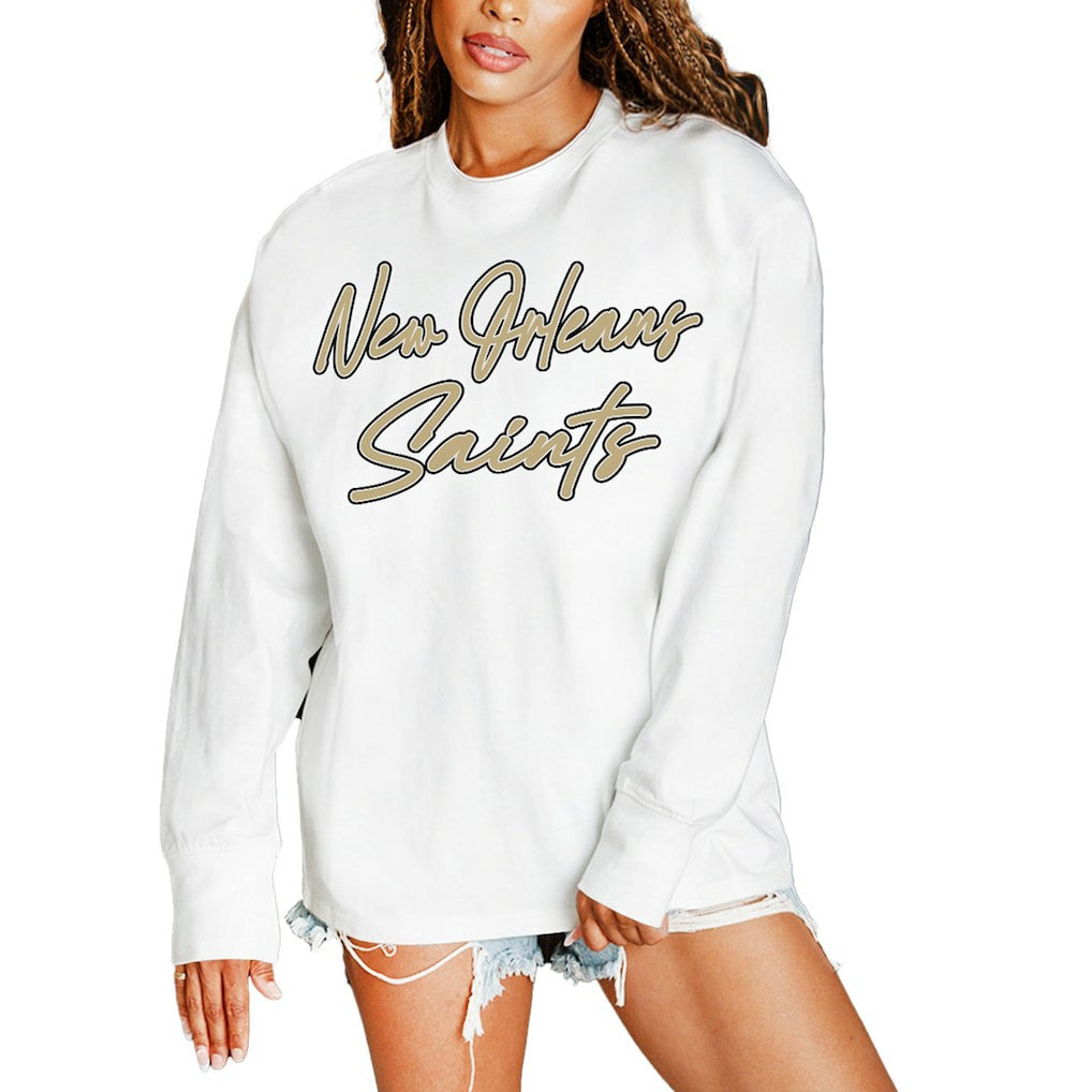 New Orleans Saints Gameday Couture Women's Classic Comeback Oversized Long Sleeve T-Shirt - White outlet