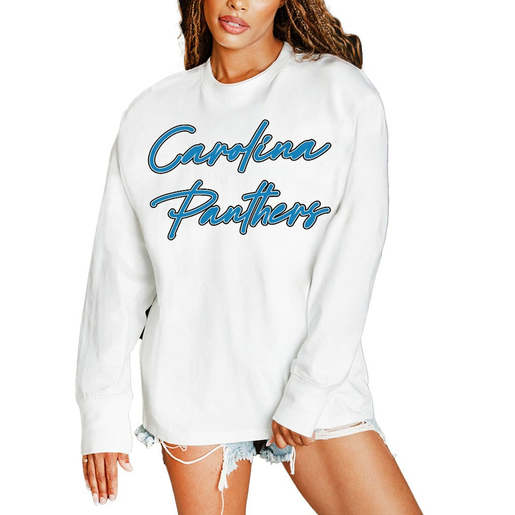 Carolina Panthers Gameday Couture Women's Classic Comeback Oversized Long Sleeve T-Shirt - White outlet
