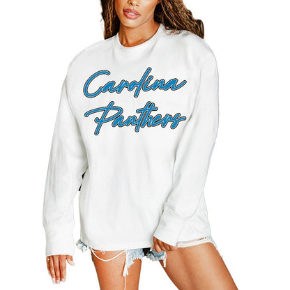 Carolina Panthers Gameday Couture Women's Classic Comeback Oversized Long Sleeve T-Shirt - White outlet