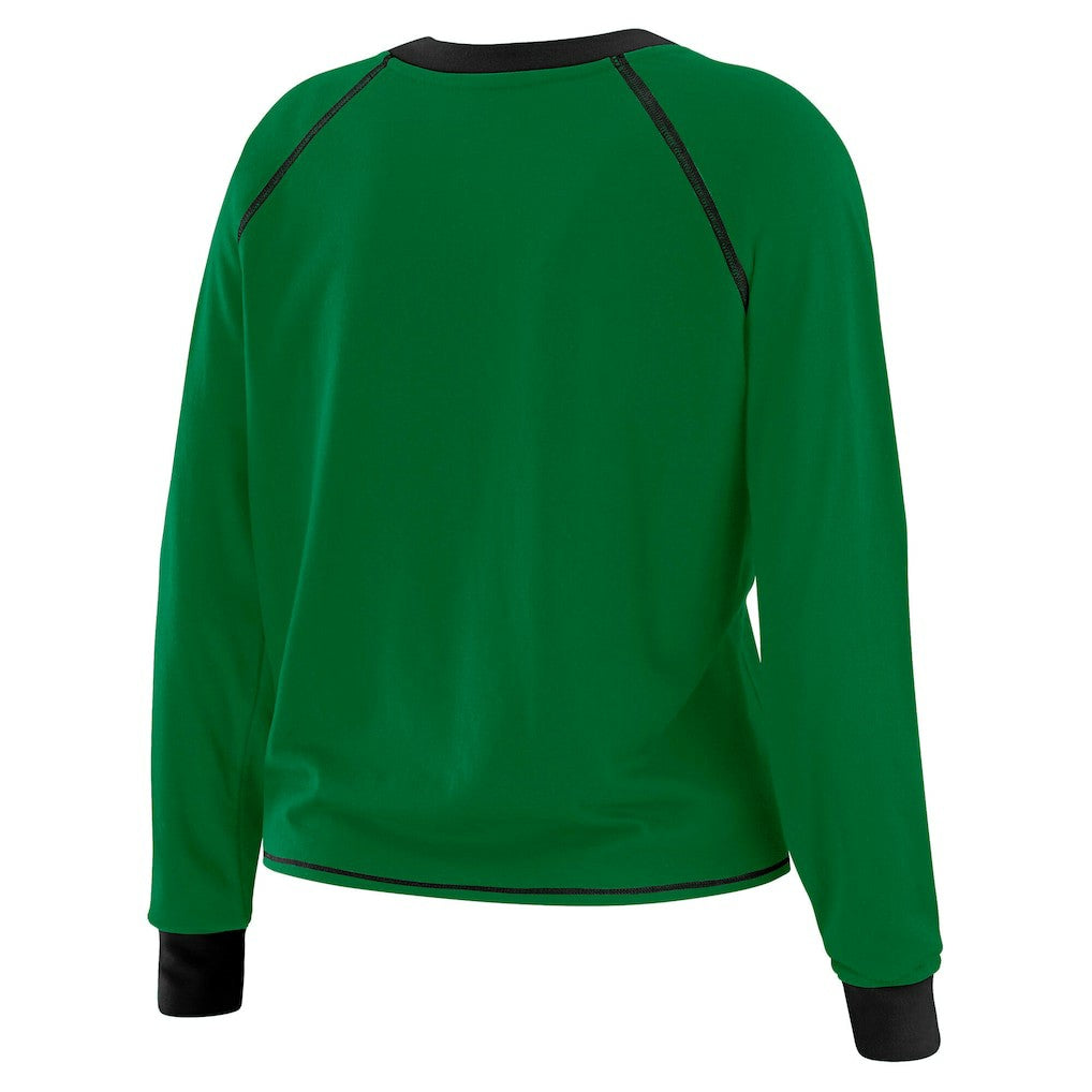 Philadelphia Eagles WEAR by Erin Andrews Women's Plus Size Tie-Front Long Sleeve Top - Green/Black for sale