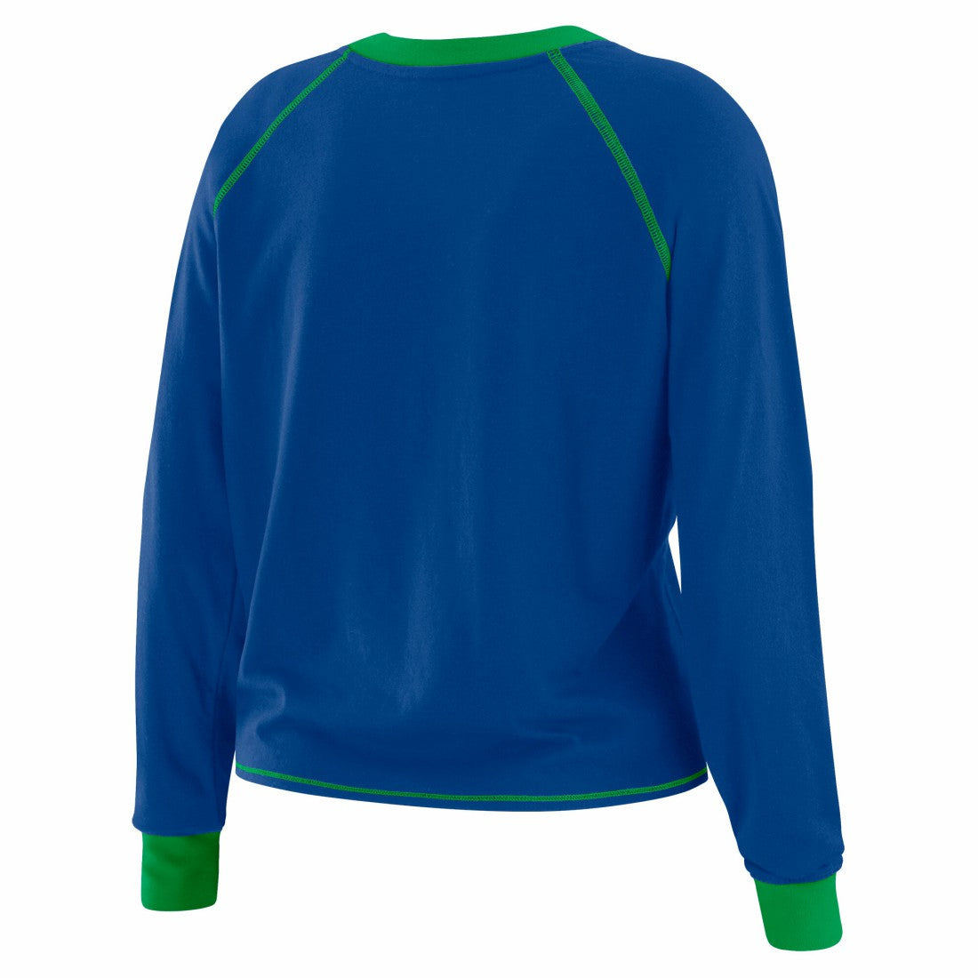 Seattle Seahawks WEAR by Erin Andrews Women's Plus Size Tie-Front Long Sleeve Top - Royal/Neon Green for sale