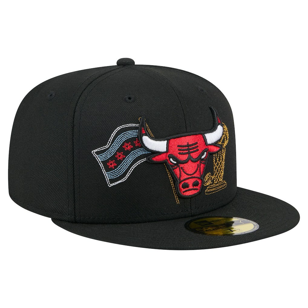 Chicago Bulls State Stitch 59FIFTY Fitted Hat - Black | New Era shop