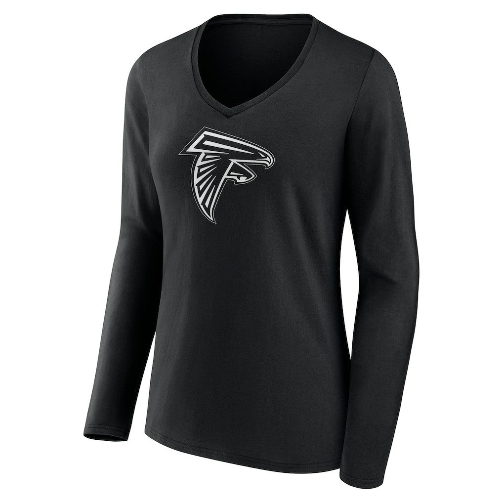 Atlanta Falcons Women's Personalized Name & Number Monochrome Long Sleeve V-Neck T-Shirt - Black for sale