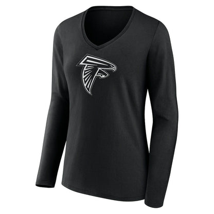Atlanta Falcons Women's Personalized Name & Number Monochrome Long Sleeve V-Neck T-Shirt - Black for sale
