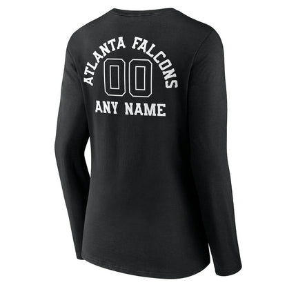 Atlanta Falcons Women's Personalized Name & Number Monochrome Long Sleeve V-Neck T-Shirt - Black for sale