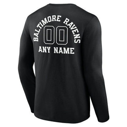 Baltimore Ravens Personalized Name & Number Monochrome Long Sleeve T-Shirt - Black cheap