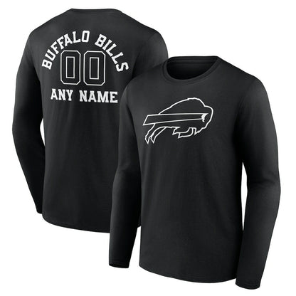 Buffalo Bills Personalized Name & Number Monochrome Long Sleeve T-Shirt - Black cheap