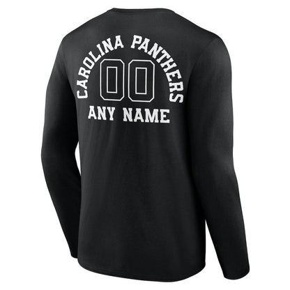 Carolina Panthers Personalized Name & Number Monochrome Long Sleeve T-Shirt - Black for sale