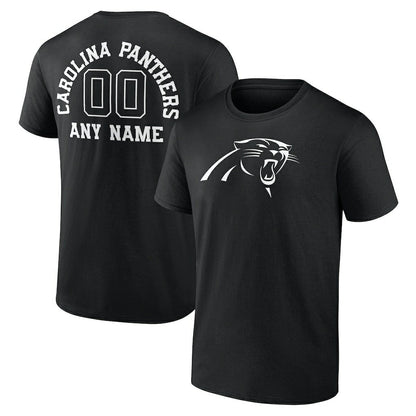 Carolina Panthers Personalized Name & Number Monochrome T-Shirt - Black cheap