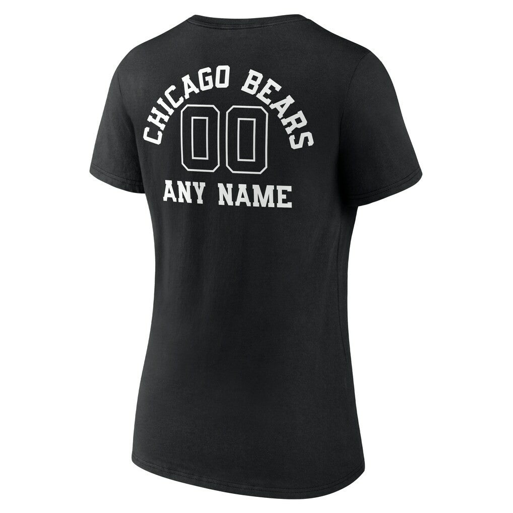 Chicago Bears Women's Personalized Name & Number Monochrome V-Neck T-Shirt - Black discount