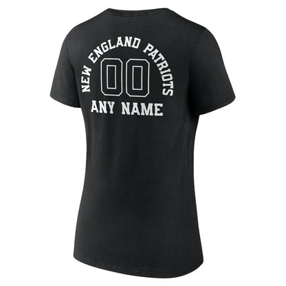 New England Patriots Women's Personalized Name & Number Monochrome V-Neck T-Shirt - Black sale