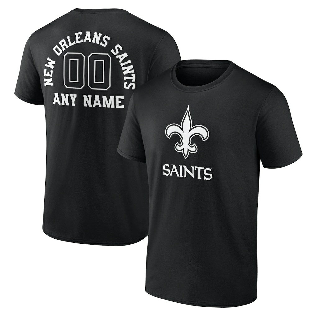 New Orleans Saints Personalized Name & Number Monochrome T-Shirt - Black online