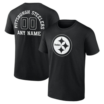 Pittsburgh Steelers Personalized Name & Number Monochrome T-Shirt - Black cheap