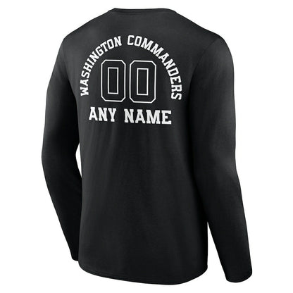 Washington Commanders Personalized Name & Number Monochrome Long Sleeve T-Shirt - Black discount