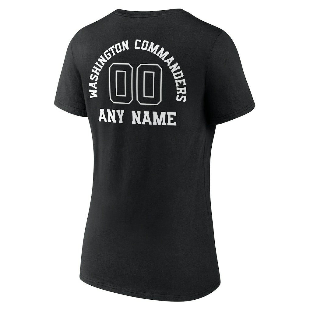 Washington Commanders Women's Personalized Name & Number Monochrome V-Neck T-Shirt - Black outlet
