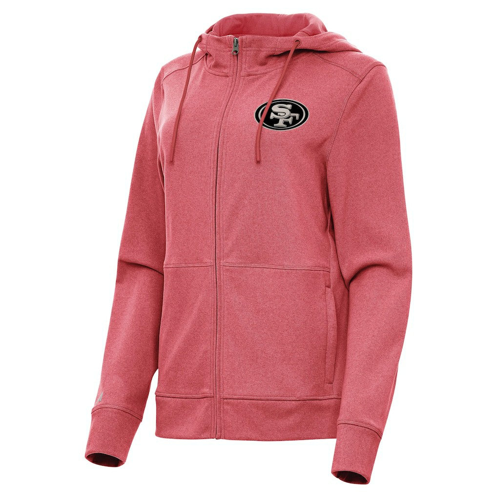 San Francisco 49ers Antigua Women's Seeker Full-Zip Hoodie Jacket - Heather Red sale
