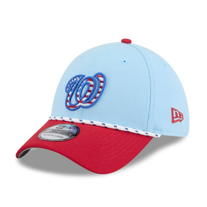 Washington Nationals 2025 Fourth of July 39THIRTY Flex Hat - Light Blue/Red | New Era