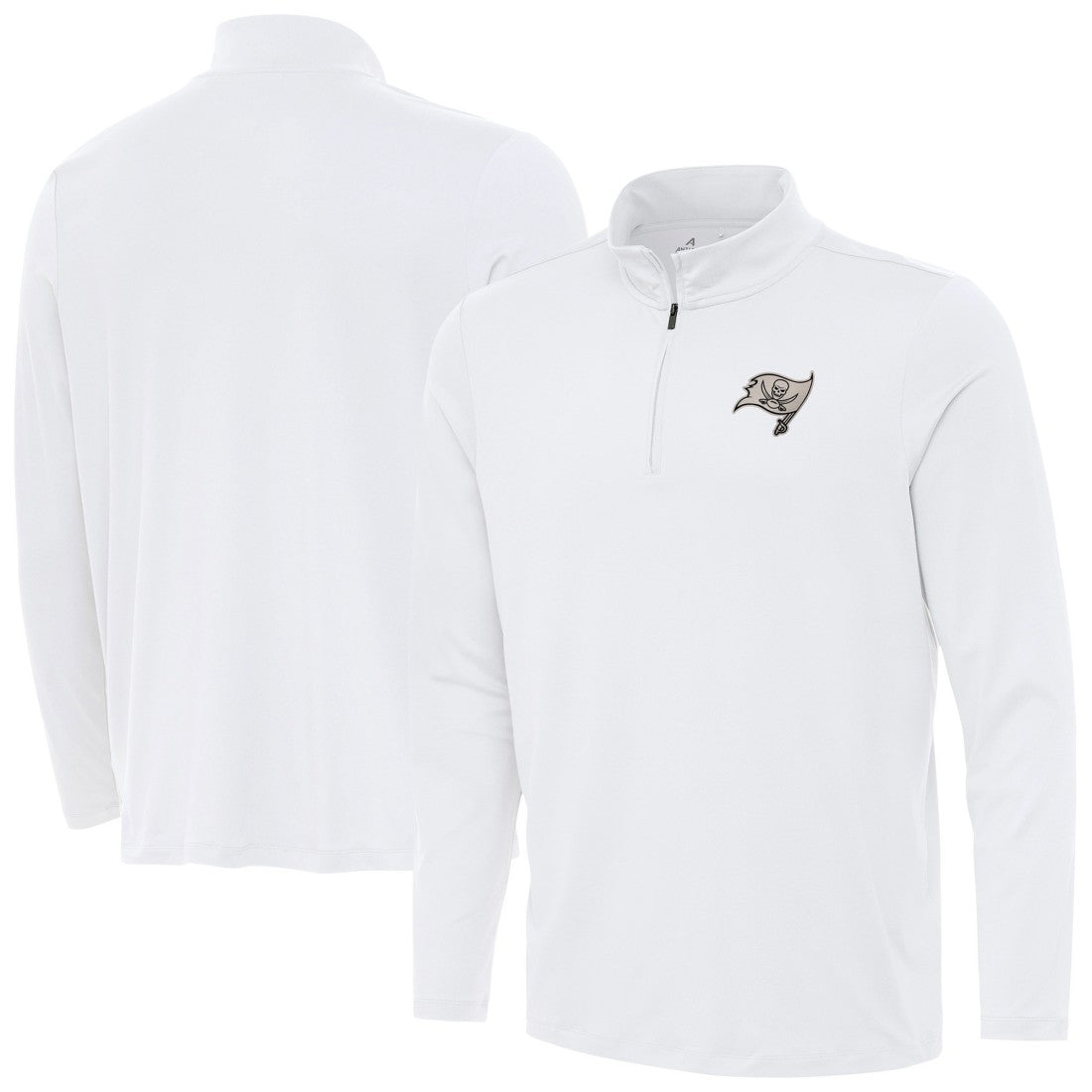 Tampa Bay Buccaneers Antigua Reprocess Quarter-Zip Top - White discount