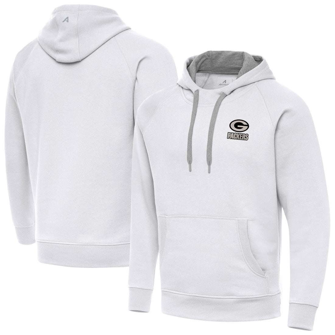Green Bay Packers Antigua Brushed Carbon Victory Pullover Hoodie - White for sale