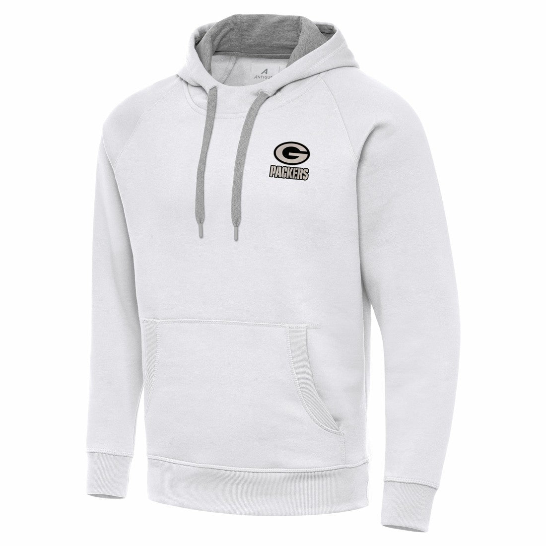 Green Bay Packers Antigua Brushed Carbon Victory Pullover Hoodie - White for sale