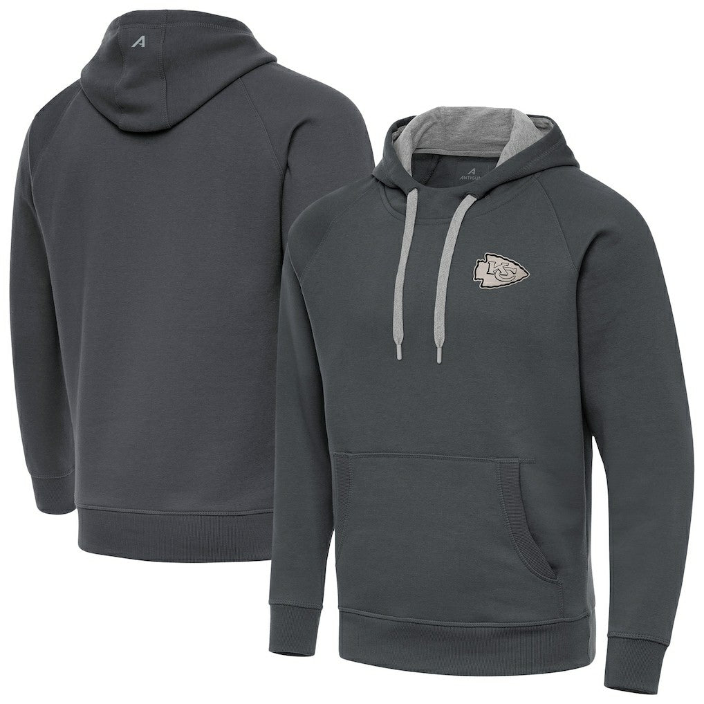 Kansas City Chiefs Antigua Brushed Carbon Victory Pullover Hoodie - Charcoal sale