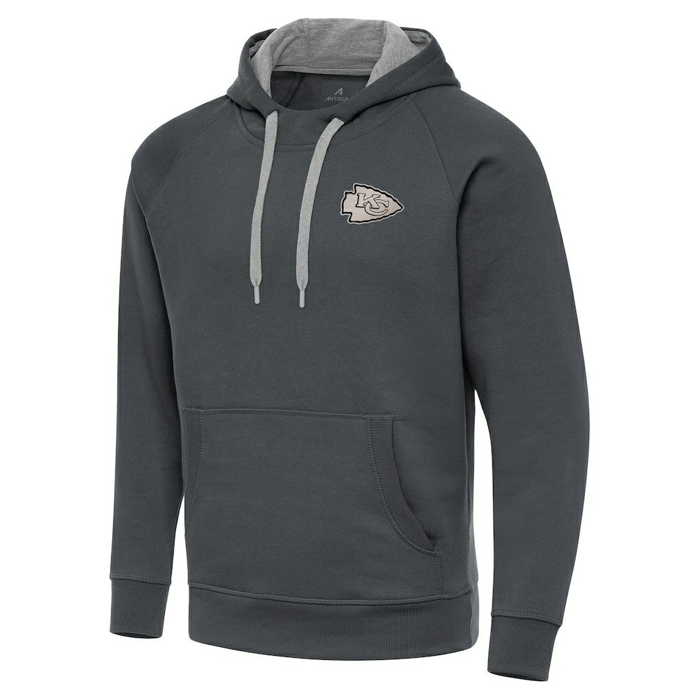 Kansas City Chiefs Antigua Brushed Carbon Victory Pullover Hoodie - Charcoal sale