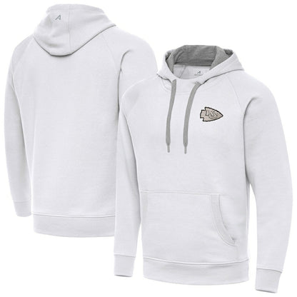 Kansas City Chiefs Antigua Brushed Carbon Victory Pullover Hoodie - White for sale