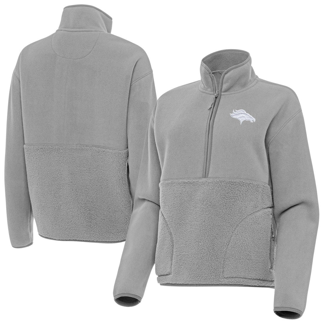 Denver Broncos Antigua Women's Figure Half-Zip Sweatshirt - Gray outlet