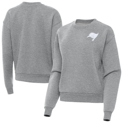 Tampa Bay Buccaneers Antigua Women's Victory Crew Pullover Sweatshirt - Heather Gray online