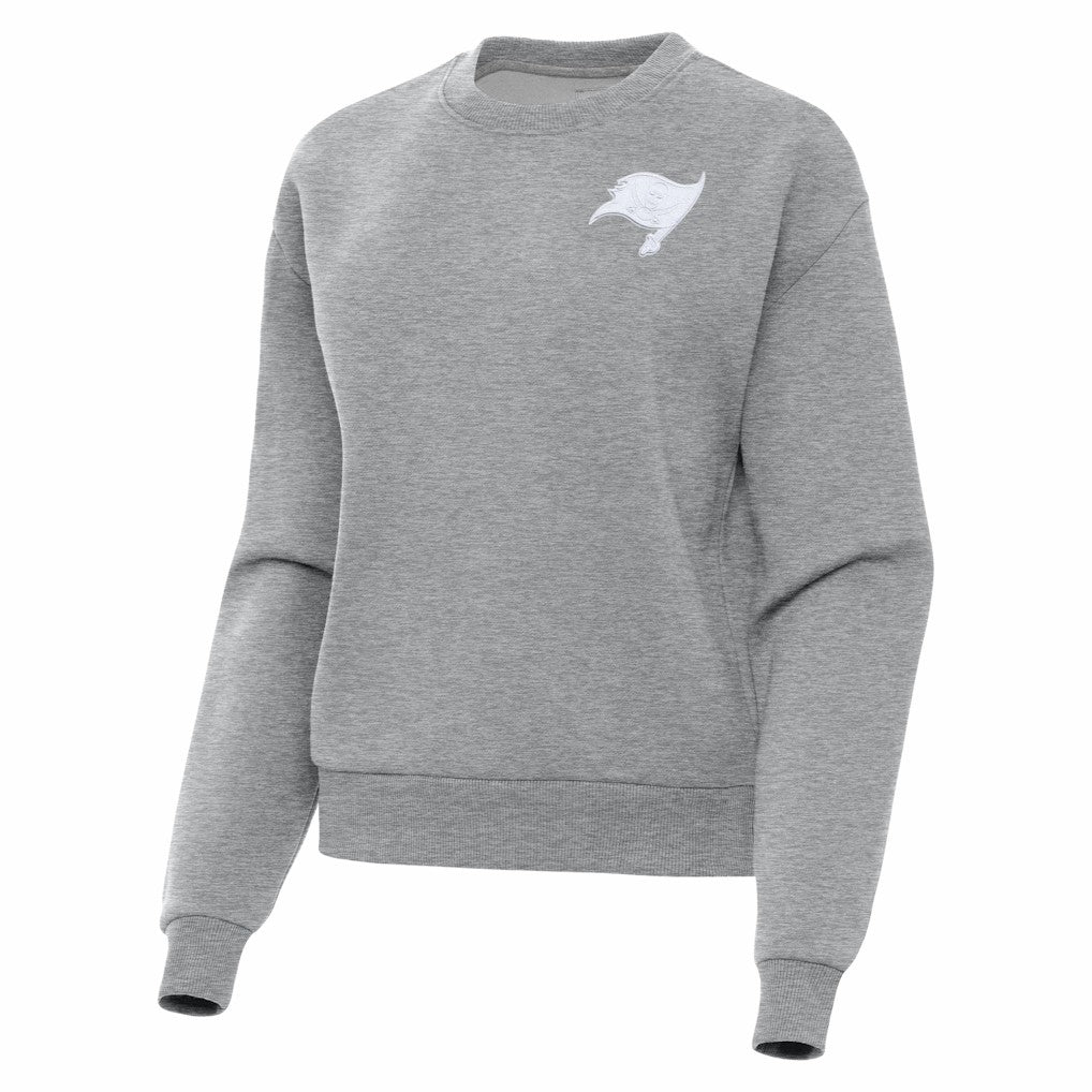 Tampa Bay Buccaneers Antigua Women's Victory Crew Pullover Sweatshirt - Heather Gray online