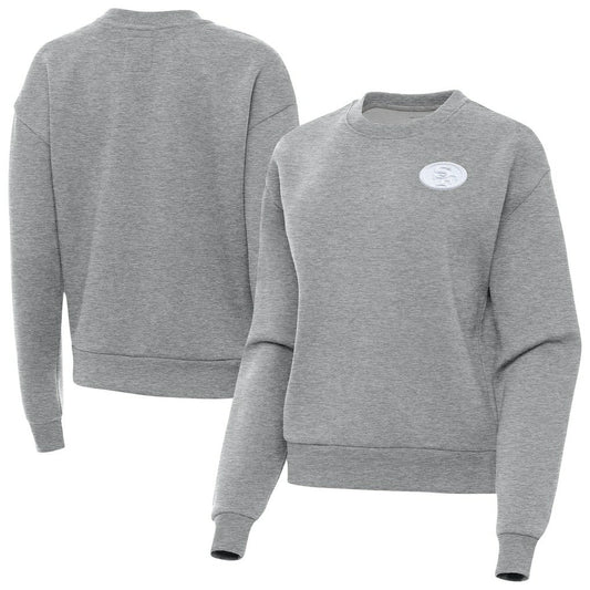 San Francisco 49ers Antigua Women's Victory Crew Pullover Sweatshirt - Heather Gray online