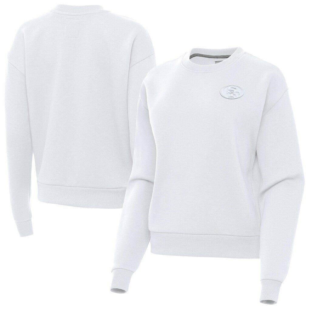 San Francisco 49ers Antigua Women's Victory Crew Pullover Sweatshirt - White online