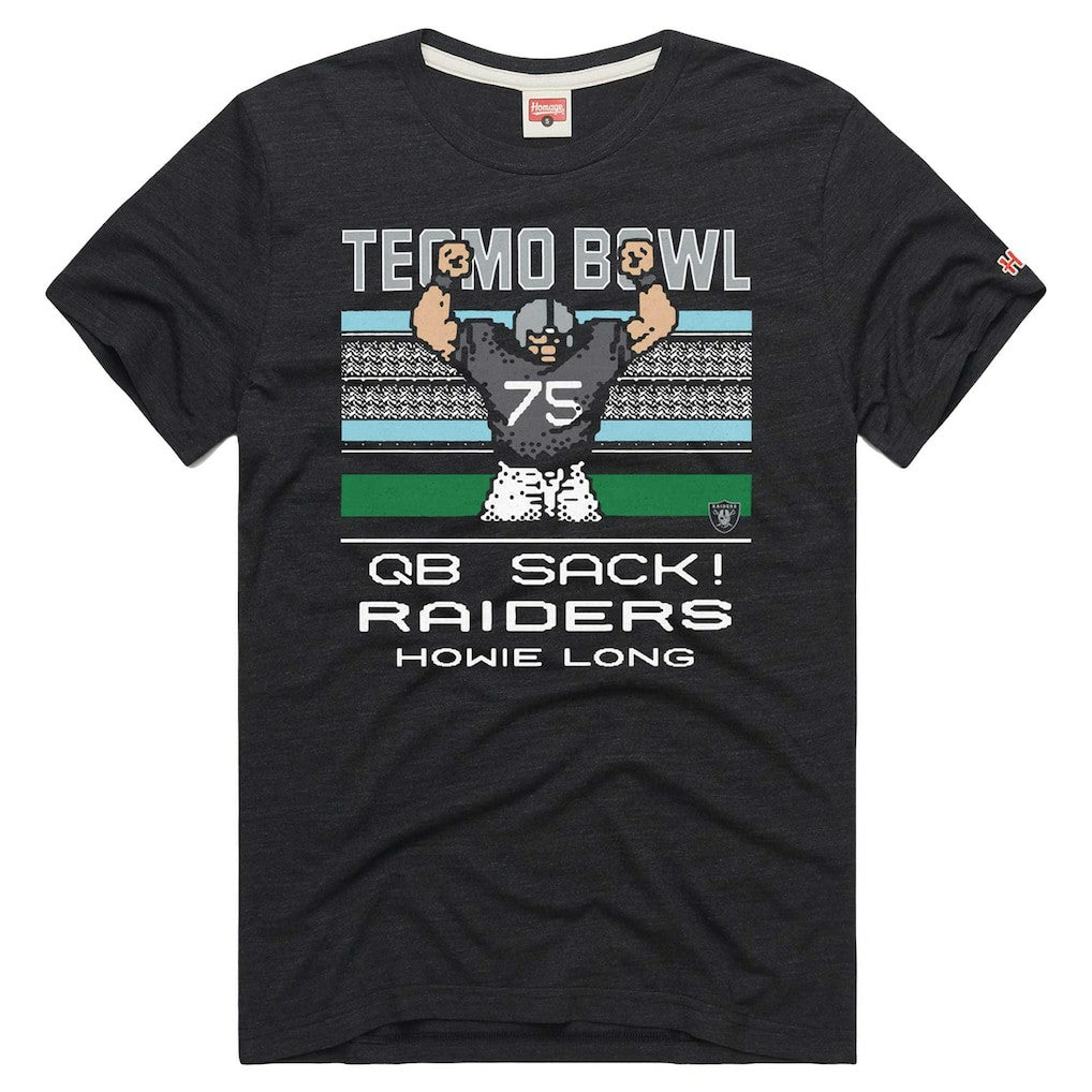 Howie Long Las Vegas Raiders Homage Unisex Tecmo Bowl Retired Player Graphic Tri-Blend T-Shirt - Charcoal for sale