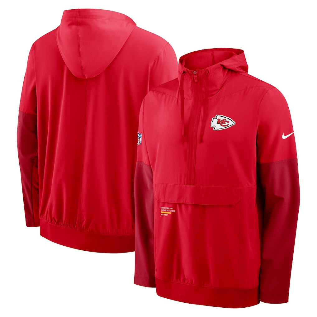 Kansas City Chiefs Sideline Anorak Half-Zip Hoodie Jacket - Red | Nike outlet