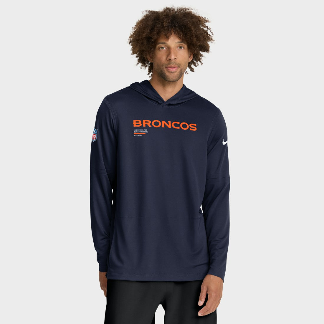 Denver Broncos Sideline Pure Fury Performance Long Sleeve Hoodie T-Shirt - Navy | Nike online