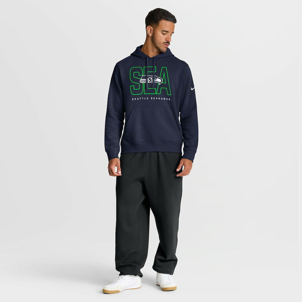 Seattle Seahawks Busted Play Club Fleece Pullover Hoodie - College Navy | Nike outlet