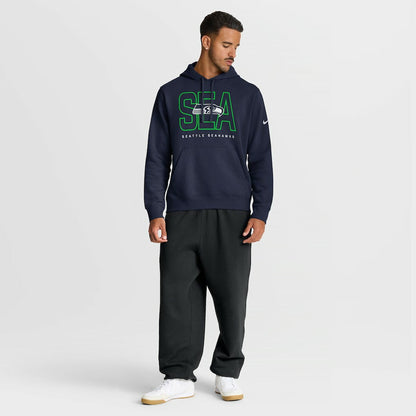 Seattle Seahawks Busted Play Club Fleece Pullover Hoodie - College Navy | Nike outlet
