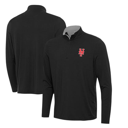 New York Mets Antigua Content Quarter-Zip Top - Black
