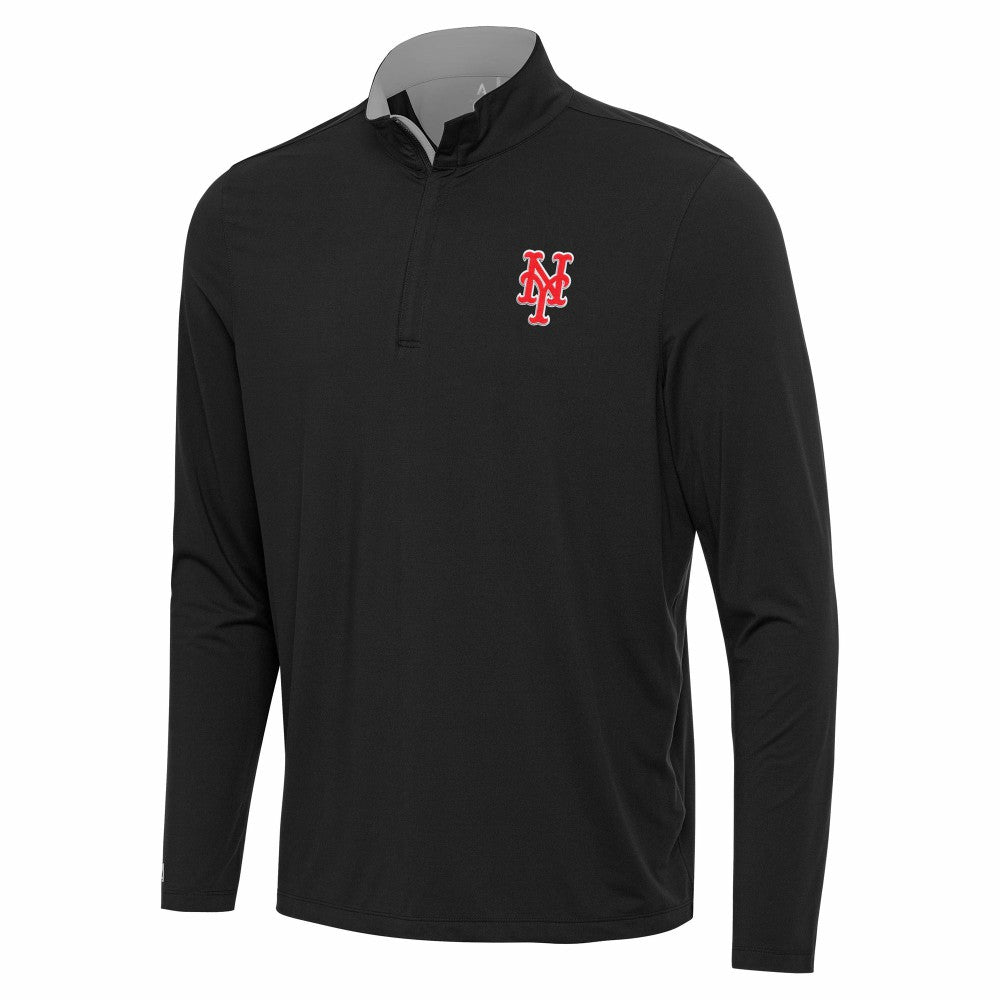 New York Mets Antigua Content Quarter-Zip Top - Black