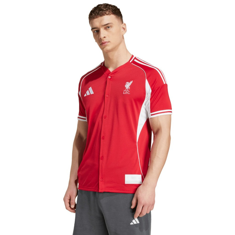 Liverpool Full-Button Baseball Jersey - Red | Adidas for sale