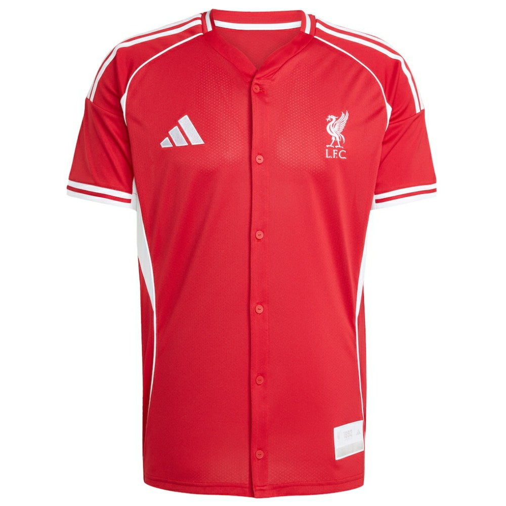 Liverpool Full-Button Baseball Jersey - Red | Adidas for sale