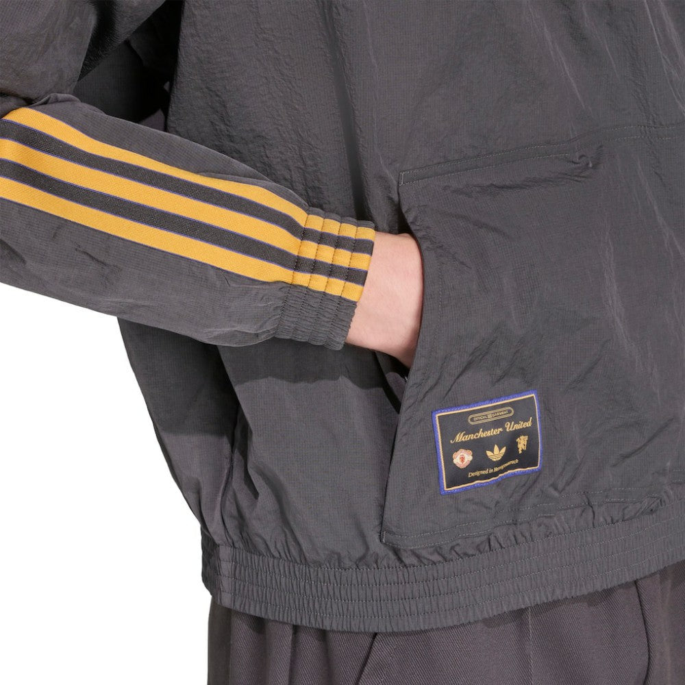 Manchester United Terrace Icons Half-Zip Jacket - Gray | Adidas sale