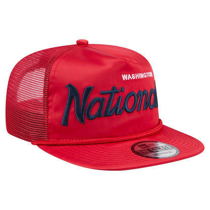 Washington Nationals Retro Satin Script Golfer Adjustable Hat - Red | New Era