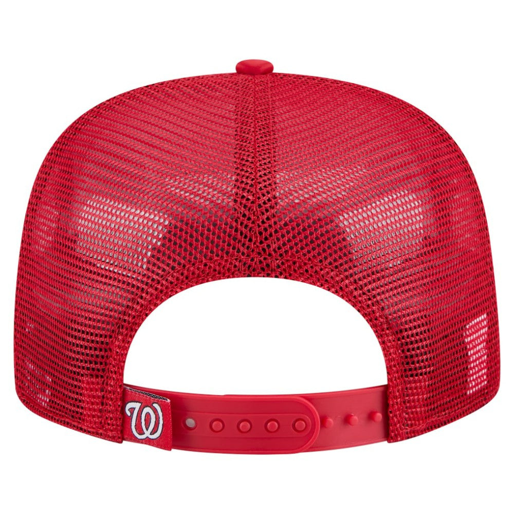 Washington Nationals Retro Satin Script Golfer Adjustable Hat - Red | New Era