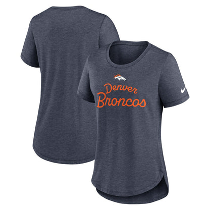 Denver Broncos Women's Script Tri-Blend T-Shirt - Navy | Nike on sale