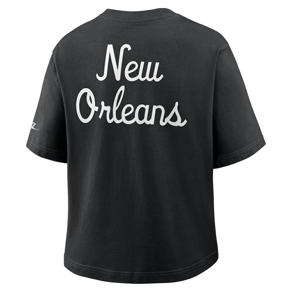 New Orleans Saints Women's Rewind Pocket Boxy T-Shirt - Black | Nike on sale