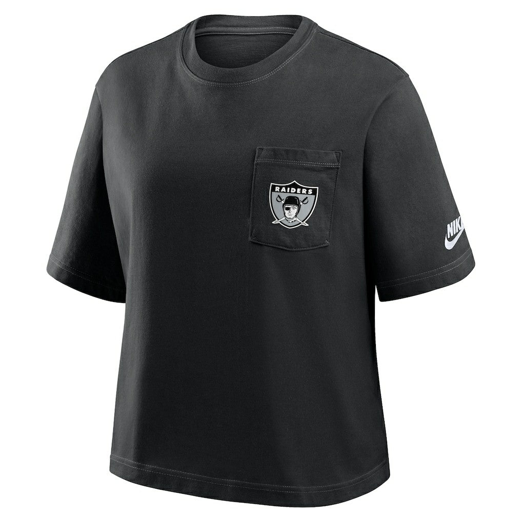 Las Vegas Raiders Women's Rewind Pocket Boxy T-Shirt - Black | Nike sale