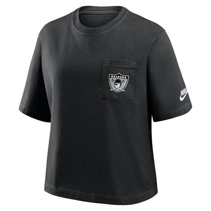 Las Vegas Raiders Women's Rewind Pocket Boxy T-Shirt - Black | Nike sale