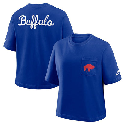 Buffalo Bills Women's Rewind Pocket Boxy T-Shirt - Royal | Nike online